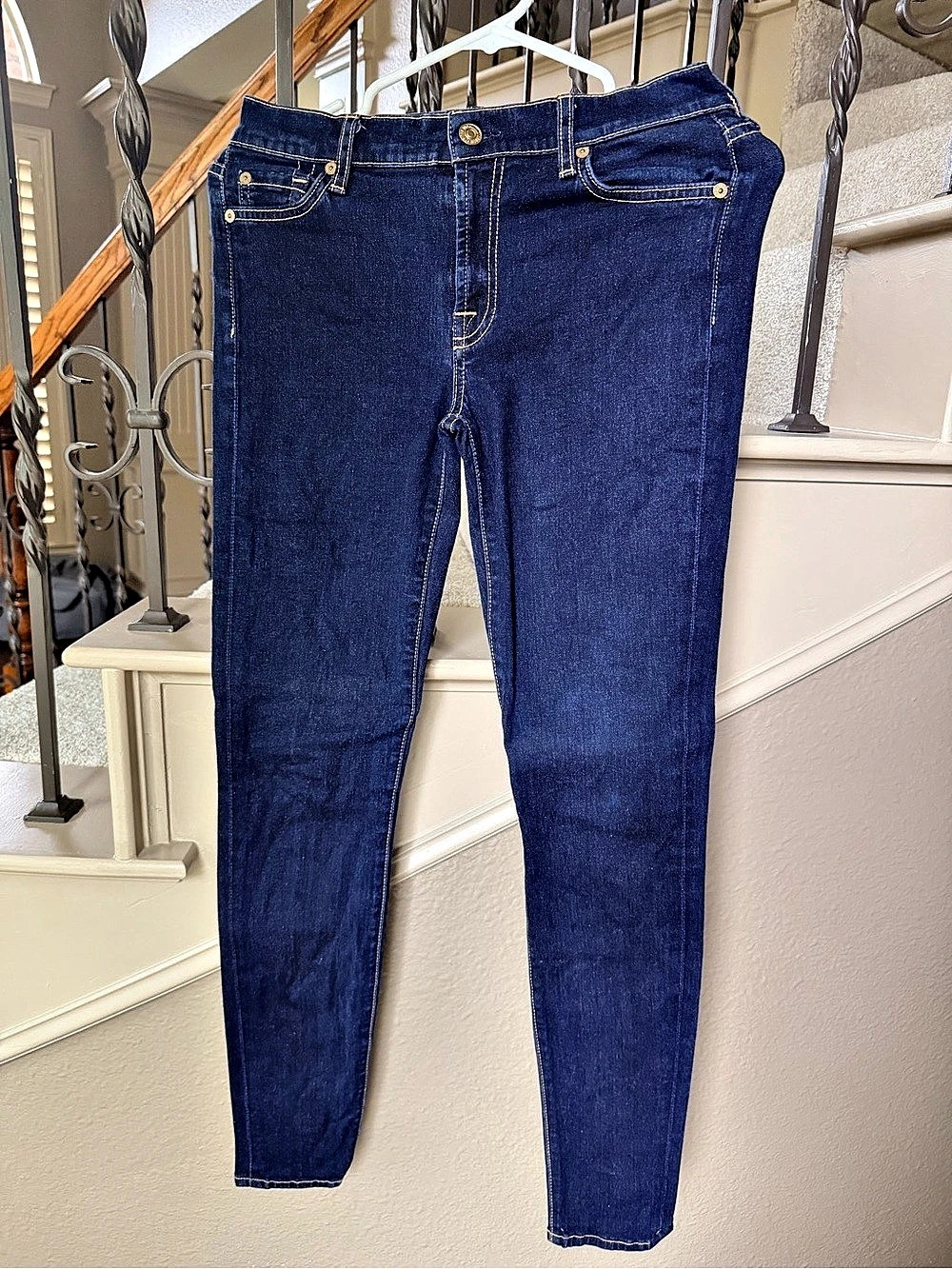 7 for All Mankind The Skinny Jeans Blue Waist 27 Like New